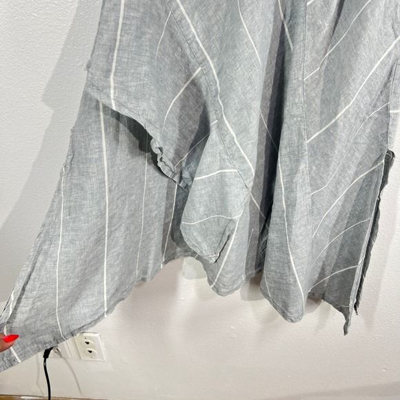 CINZIA Made in Italy Gray Linen Cotton Blend Asymmetrical Midi Dress Size M - Picture 7 of 12